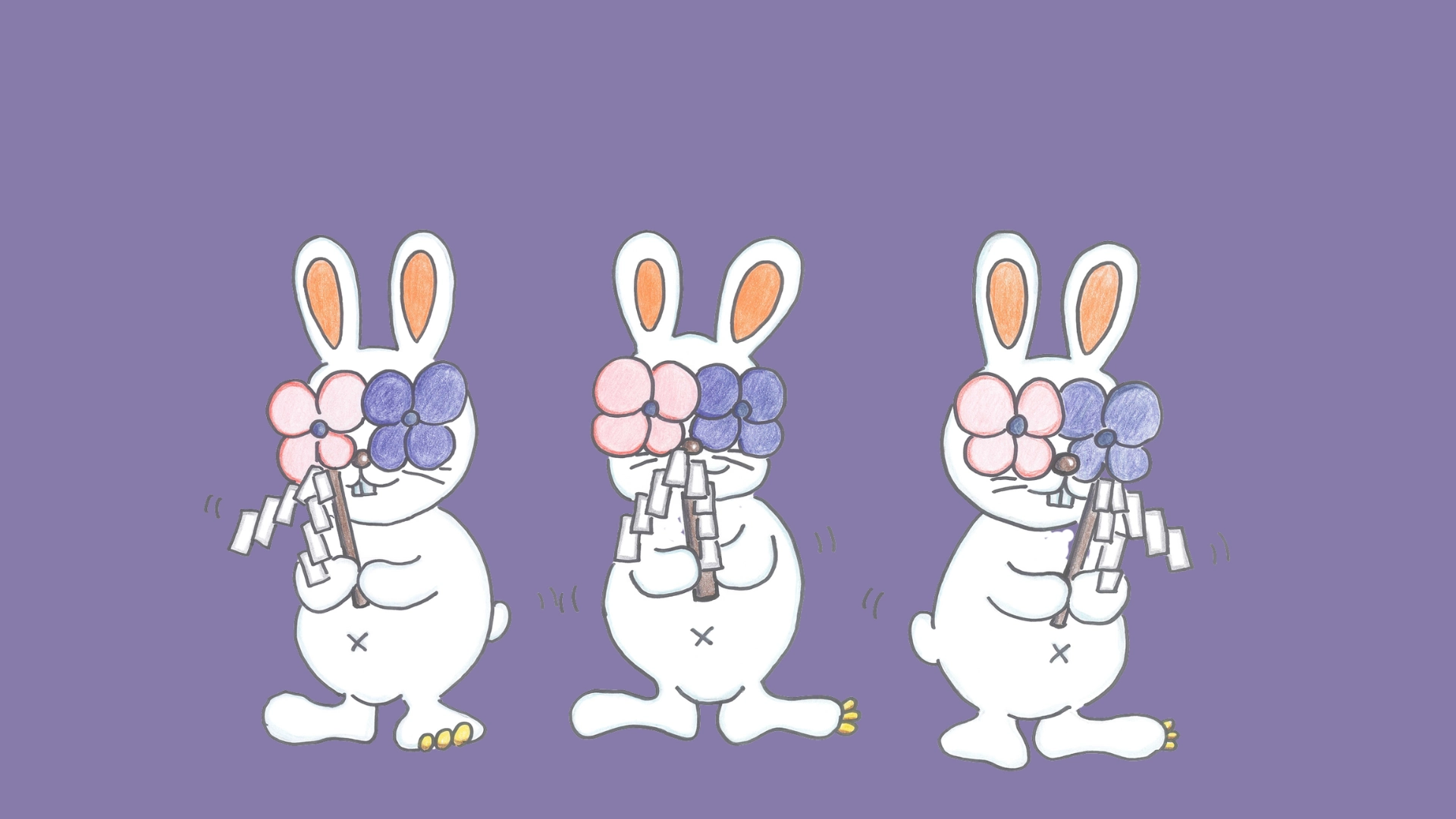 就活神社あじぃ大明神 - 大幣（おおぬさ）を持つ3体のあじぃくんキャラクター